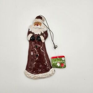 Santa's Workbench Ceramic Santa Claus Wall‎ Decor Vintage 2002 Burgundy White